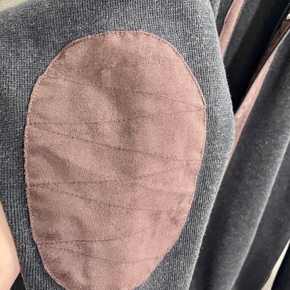 Vintage 90s Kinloch Anderson Knit Cardigan Sweater Faux Suede- Size Medium - Picture 7 of 10